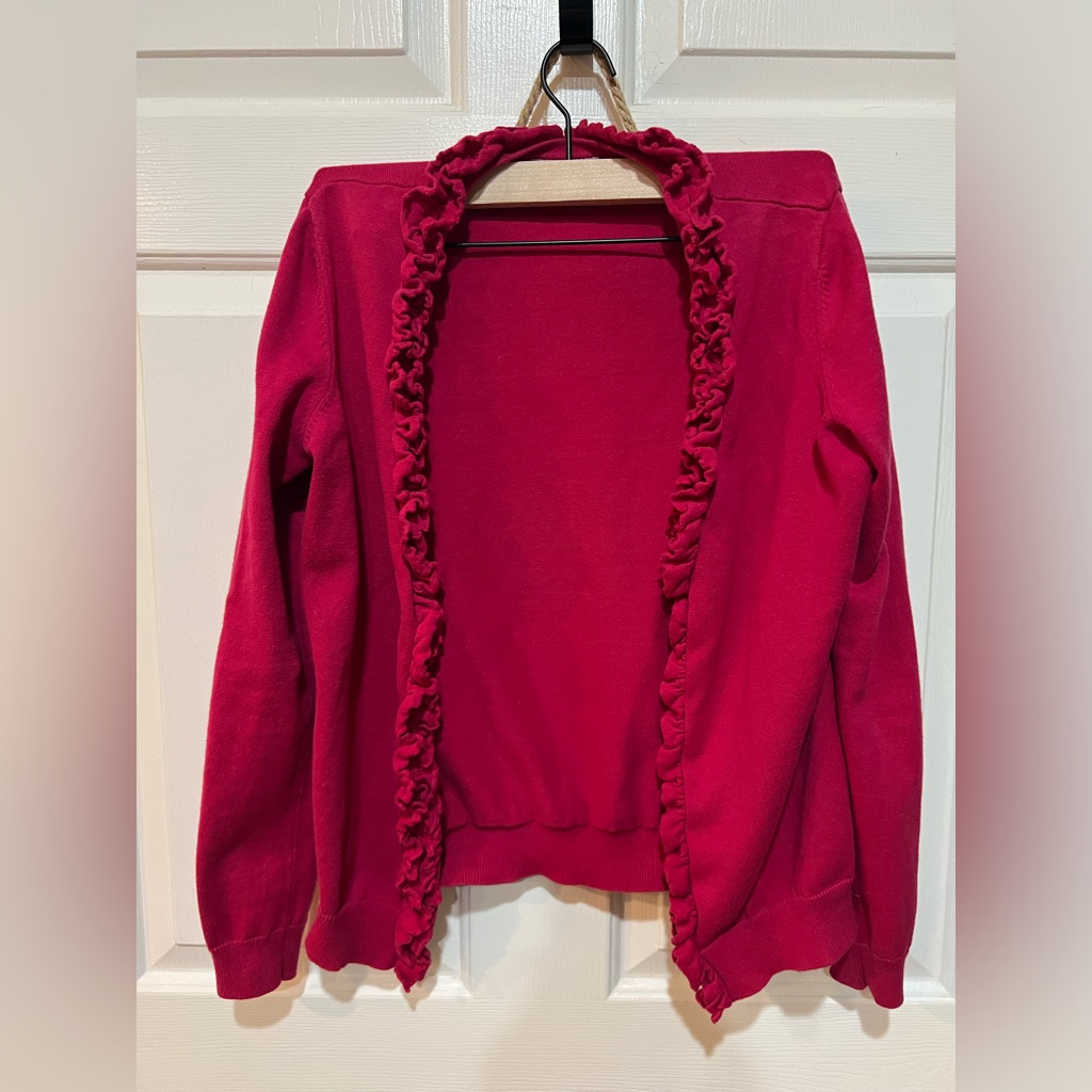 Women’s Ann Taylor Loft Pink Cardigan With Ruffle Edges - Size M - 100% Cotton